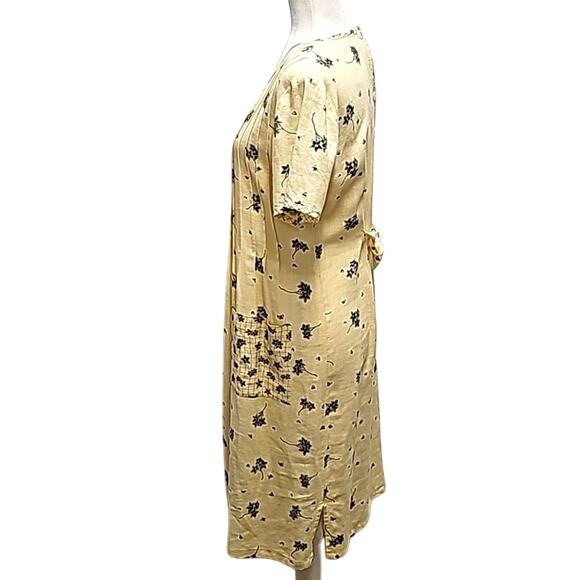 Sweet Jessie Vintage Womans Two Pattern Short Sleeve Linen Blend Dress Size MP - Picture 2 of 12